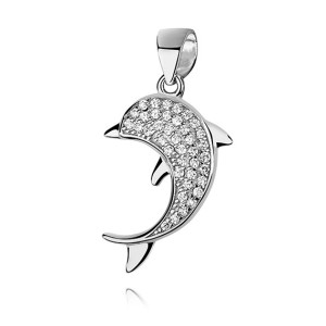 Pandantiv argint delfin cu pietre DiAmanti Z1035C-DIA (Argint 925‰ 1,3 g.)
